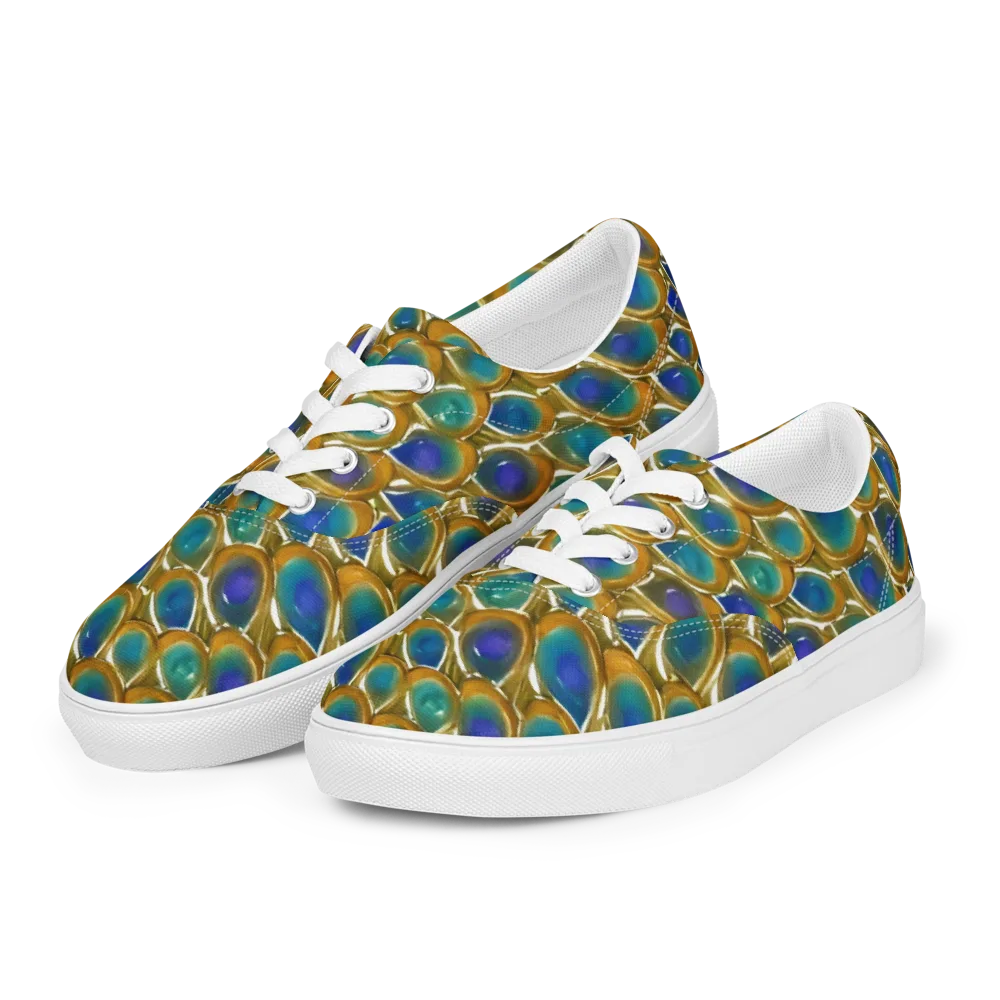 Peacock Voltage on Men's Lace-Up Canvas Shoes — Left Front