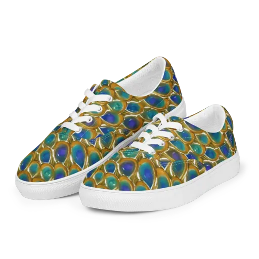 Peacock Voltage on a Men's Lace-Up Canvas Shoes