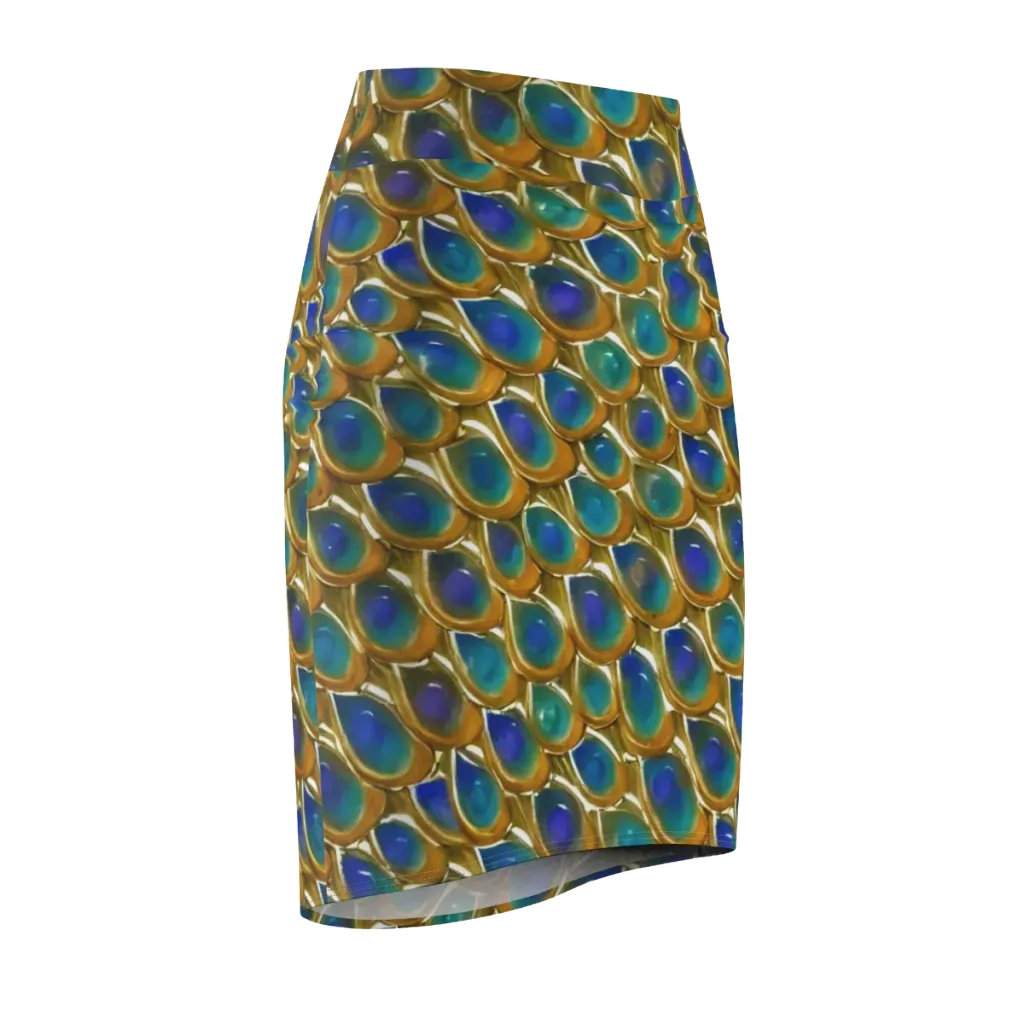 Peacock Voltage on Pencil Skirt — Front Side