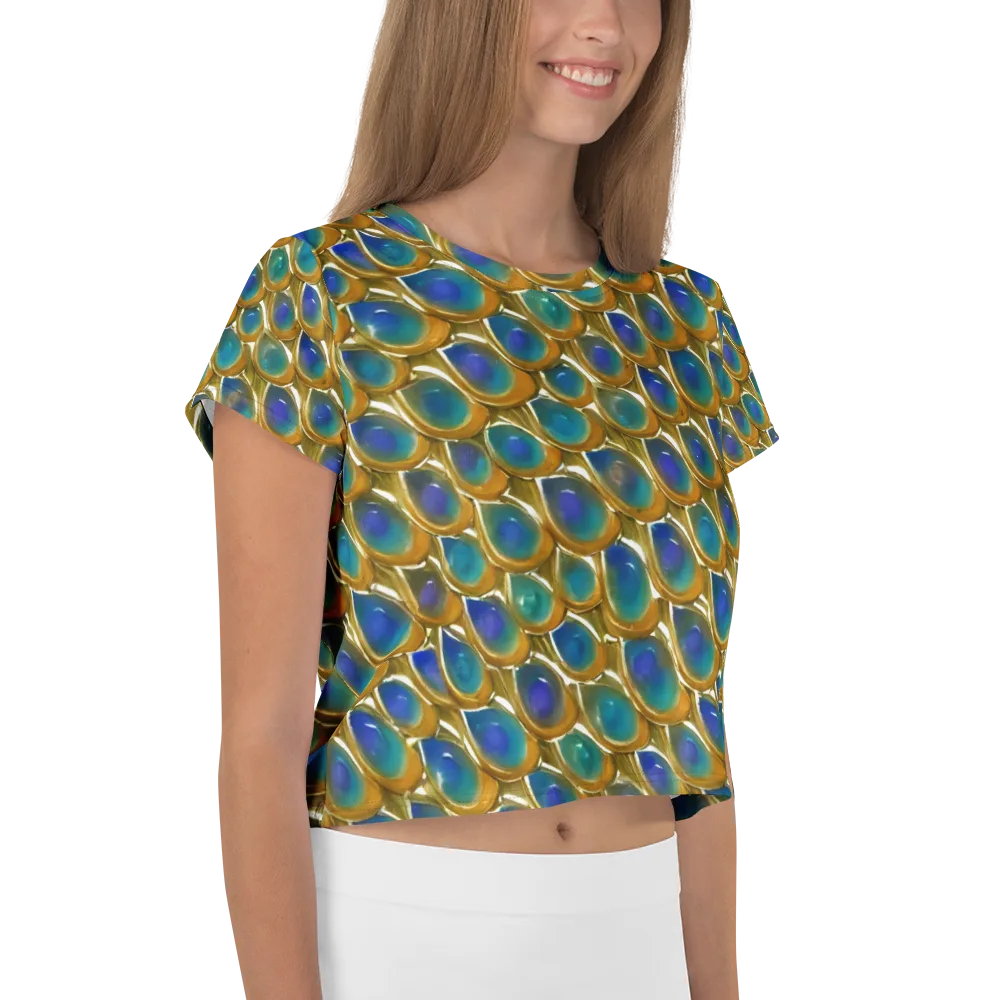Peacock Voltage on Crop Tee — Right