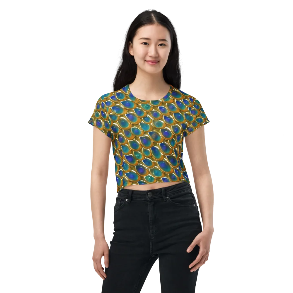 Peacock Voltage on Crop Tee — Front