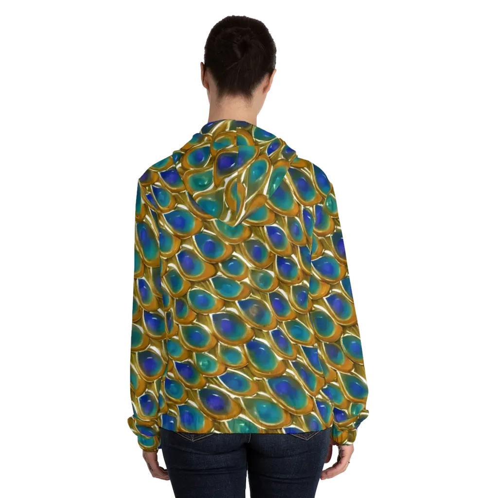 Peacock Voltage on Women's Full-Zip Hoodie — Back On Person