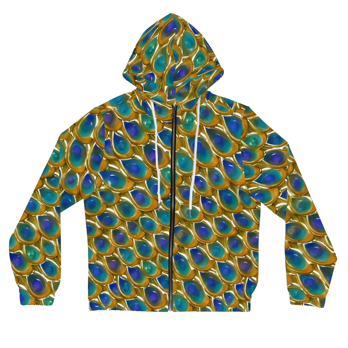Peacock Voltage on Women's Full-Zip Hoodie — Front