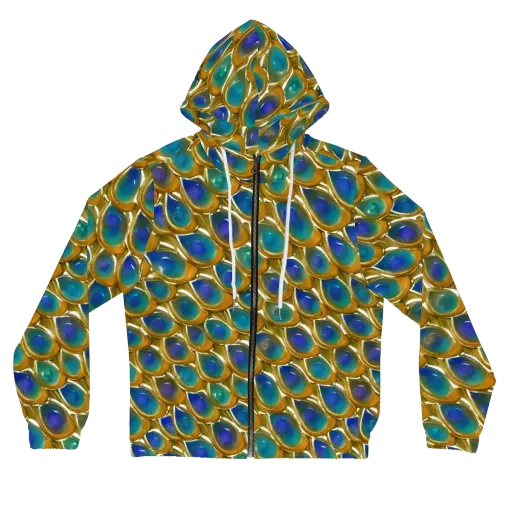 Peacock Voltage on a Women's Full-Zip Hoodie