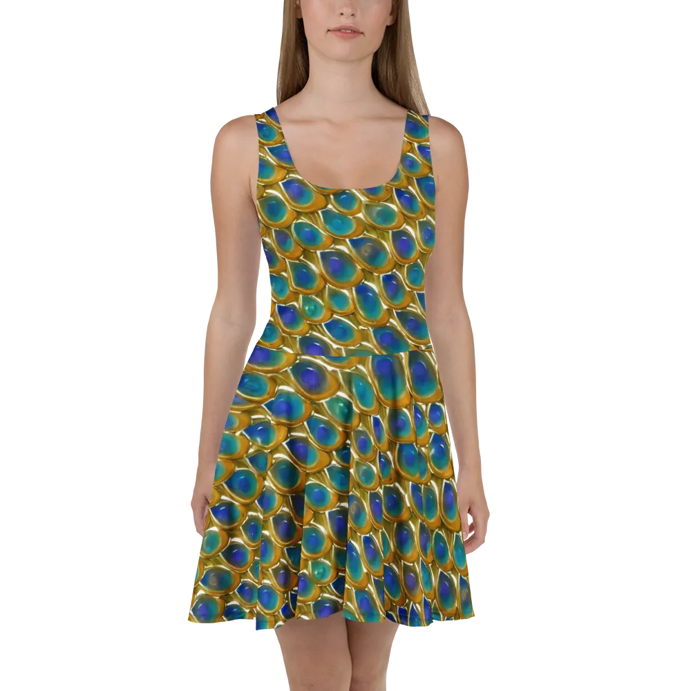 Peacock Voltage on Skater Dress — Front