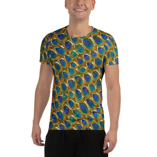 Peacock Voltage on a Men's Athletic T-Shirt