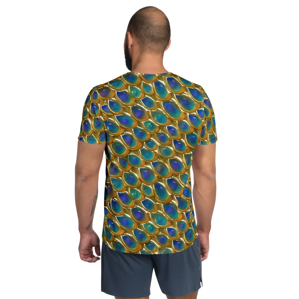 Peacock Voltage on Men's Athletic T-Shirt — Back