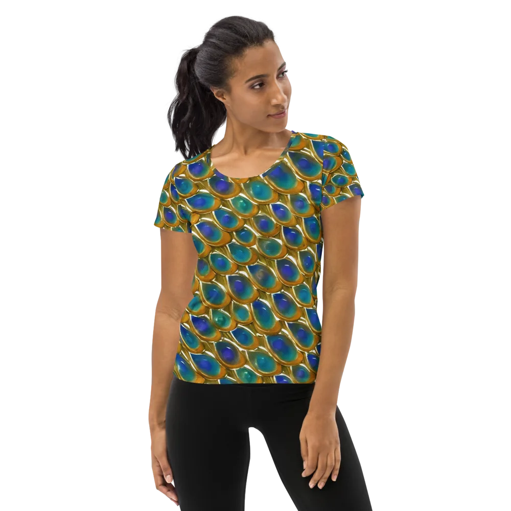 Peacock Voltage on Women's Athletic T-Shirt — Front