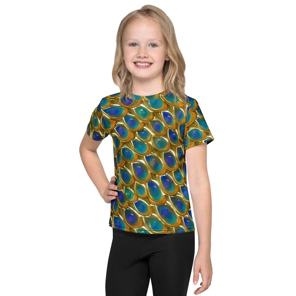 Peacock Voltage on Kids Crew Neck T-Shirt — Front