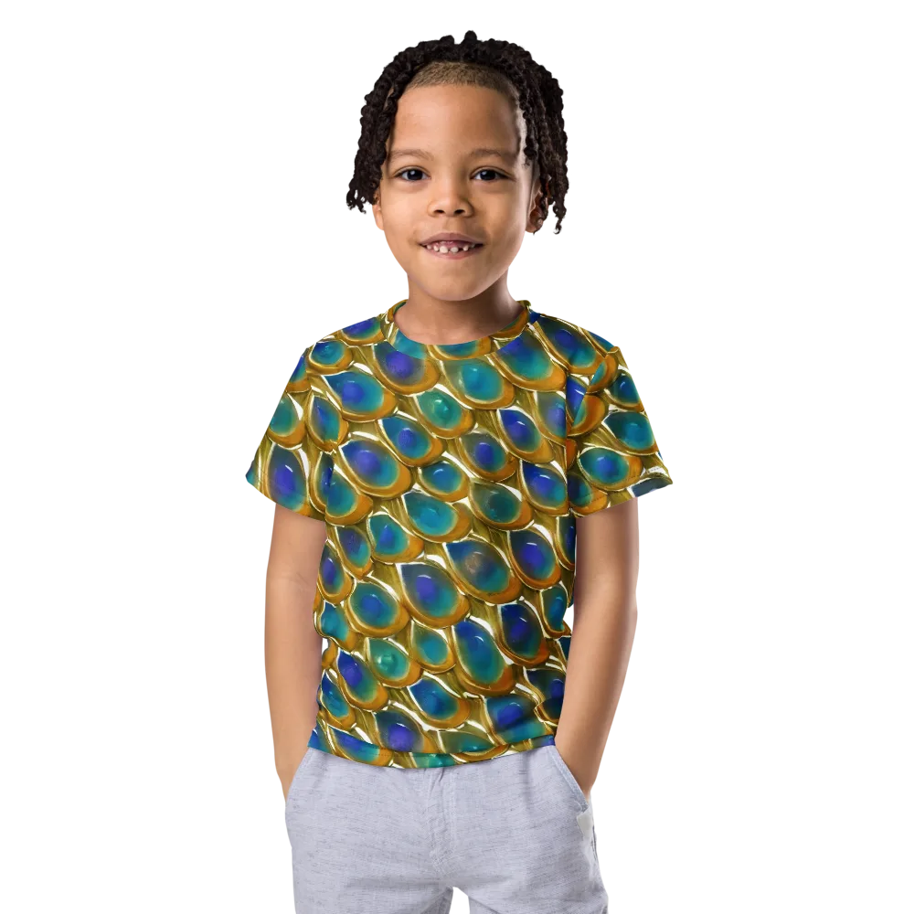Peacock Voltage on Kids Crew Neck T-Shirt — Front