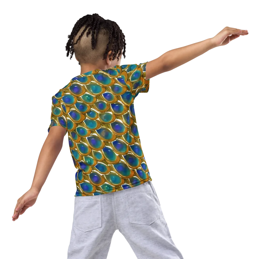 Peacock Voltage on Kids Crew Neck T-Shirt — Back