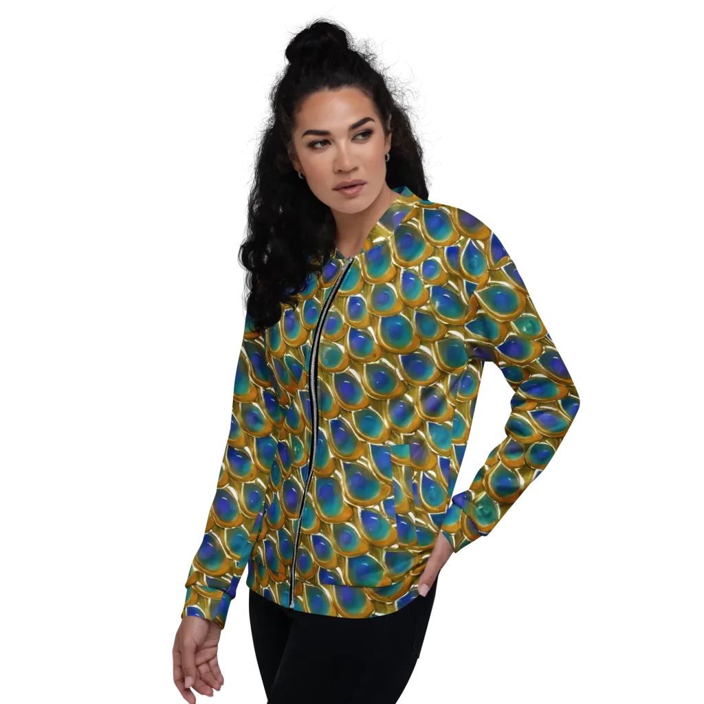 Peacock Voltage on Bomber Jacket — Left