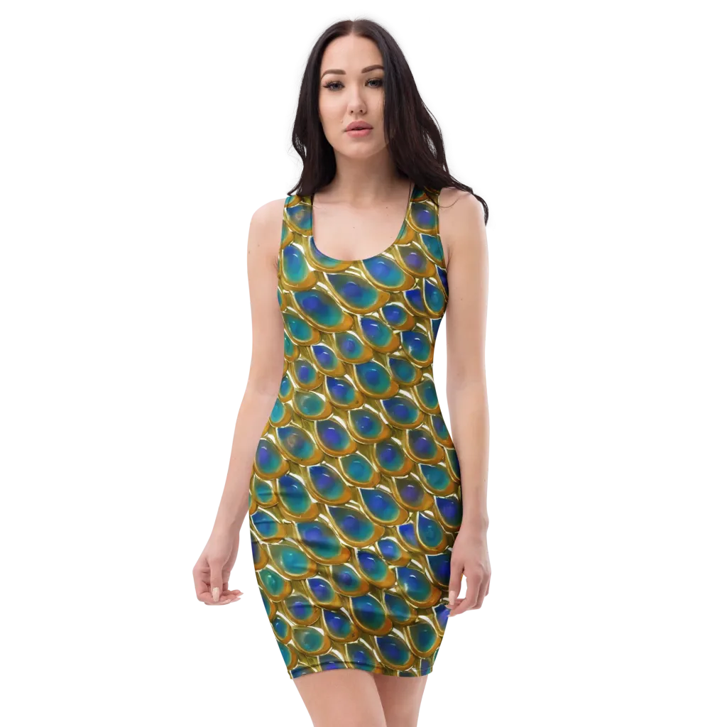 Peacock Voltage on Bodycon Dress — Front