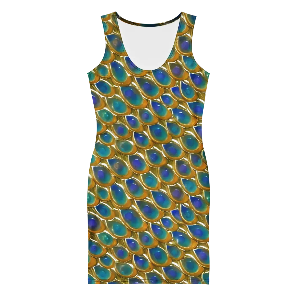 Peacock Voltage on Bodycon Dress — Front