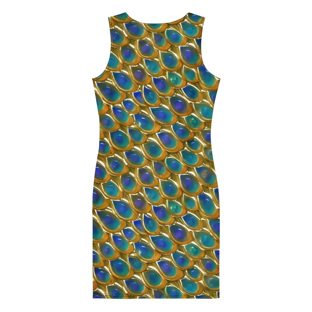 Peacock Voltage on Bodycon Dress — Back