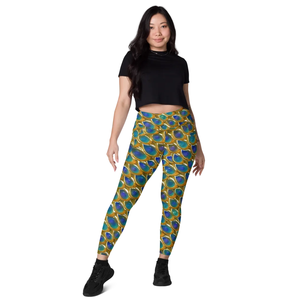 Peacock Voltage on Leggings with Pockets — Front