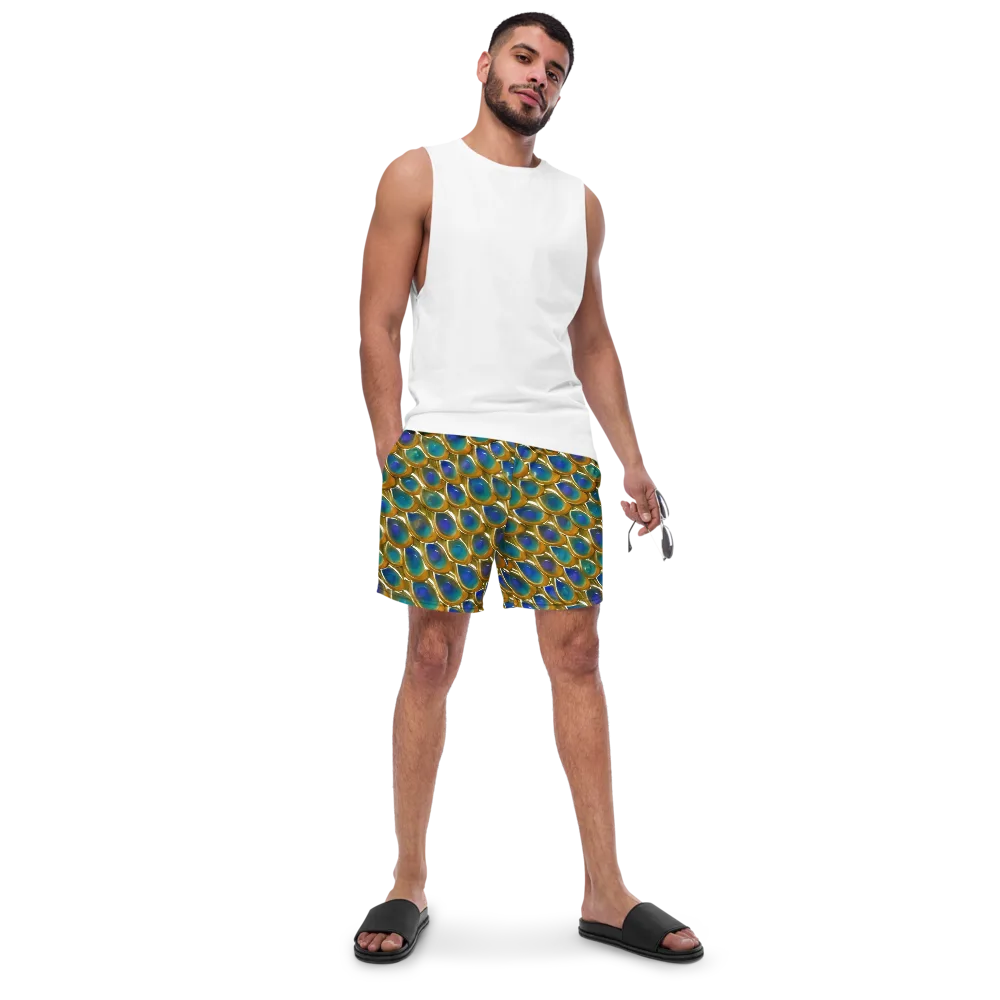 Peacock Voltage on Swim Trunks — Front