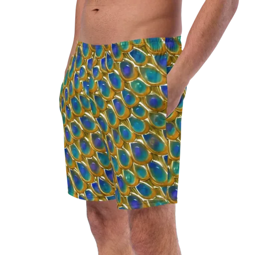 Peacock Voltage on a Swim Trunks