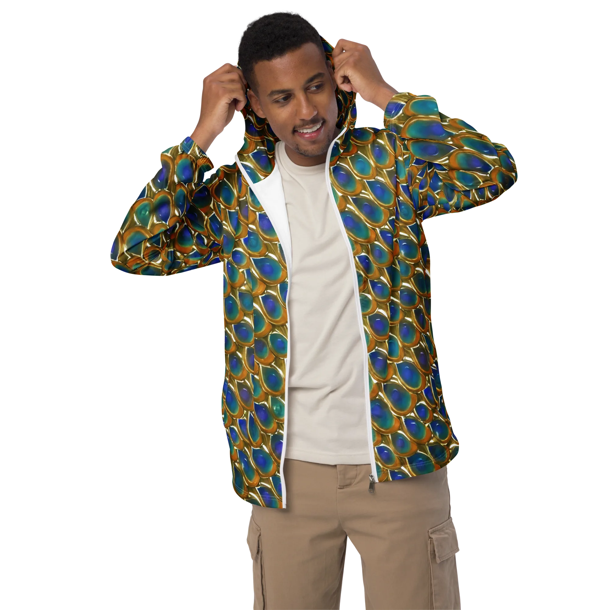 Peacock Voltage on Men's Windbreaker — Front