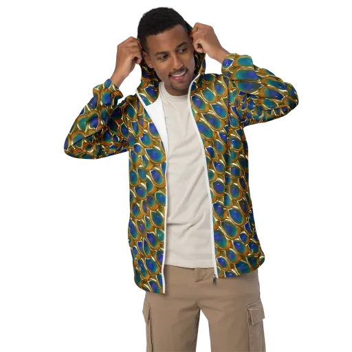 Peacock Voltage on a Men's Windbreaker