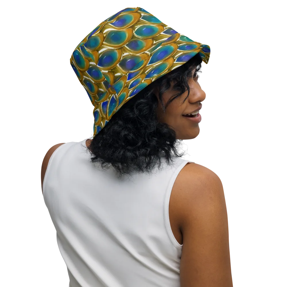 Peacock Voltage on Reversible Bucket Hat — Right Outside