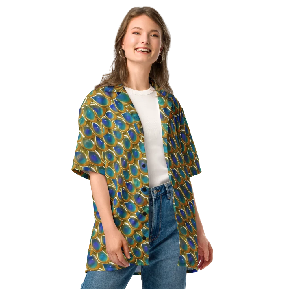 Peacock Voltage on Button Shirt — Front