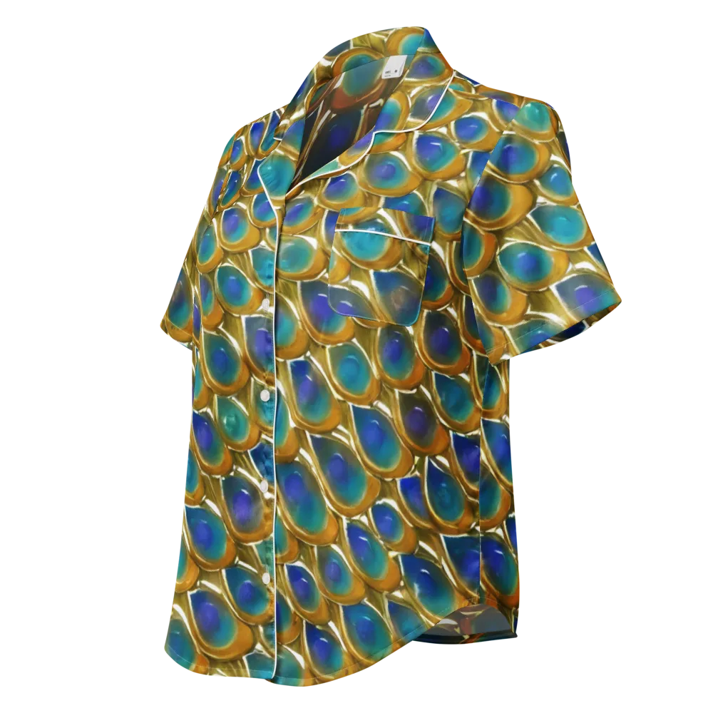 Peacock Voltage on Women's Short Sleeve Pajama Top — Left Front