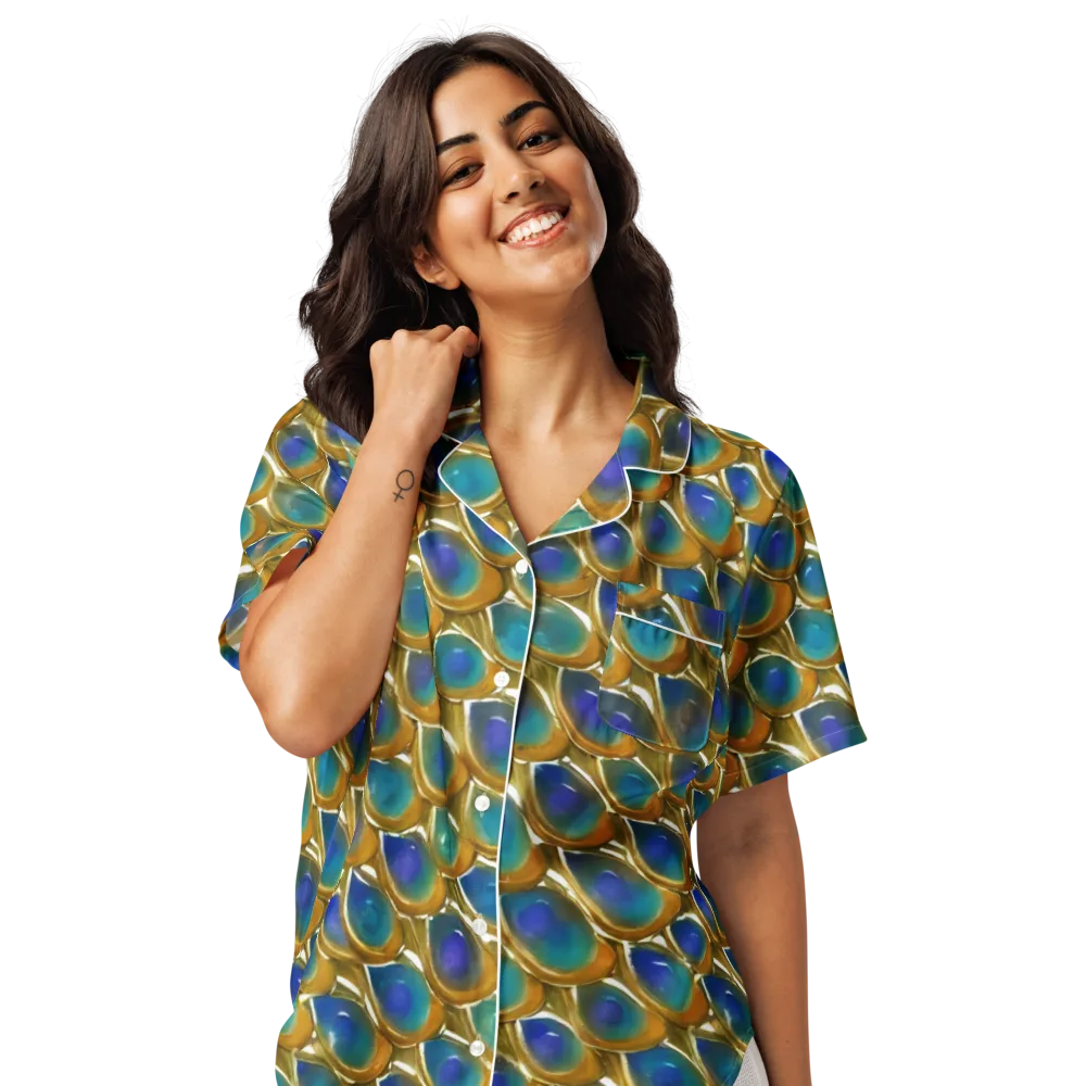 Peacock Voltage on Women's Short Sleeve Pajama Top — Front