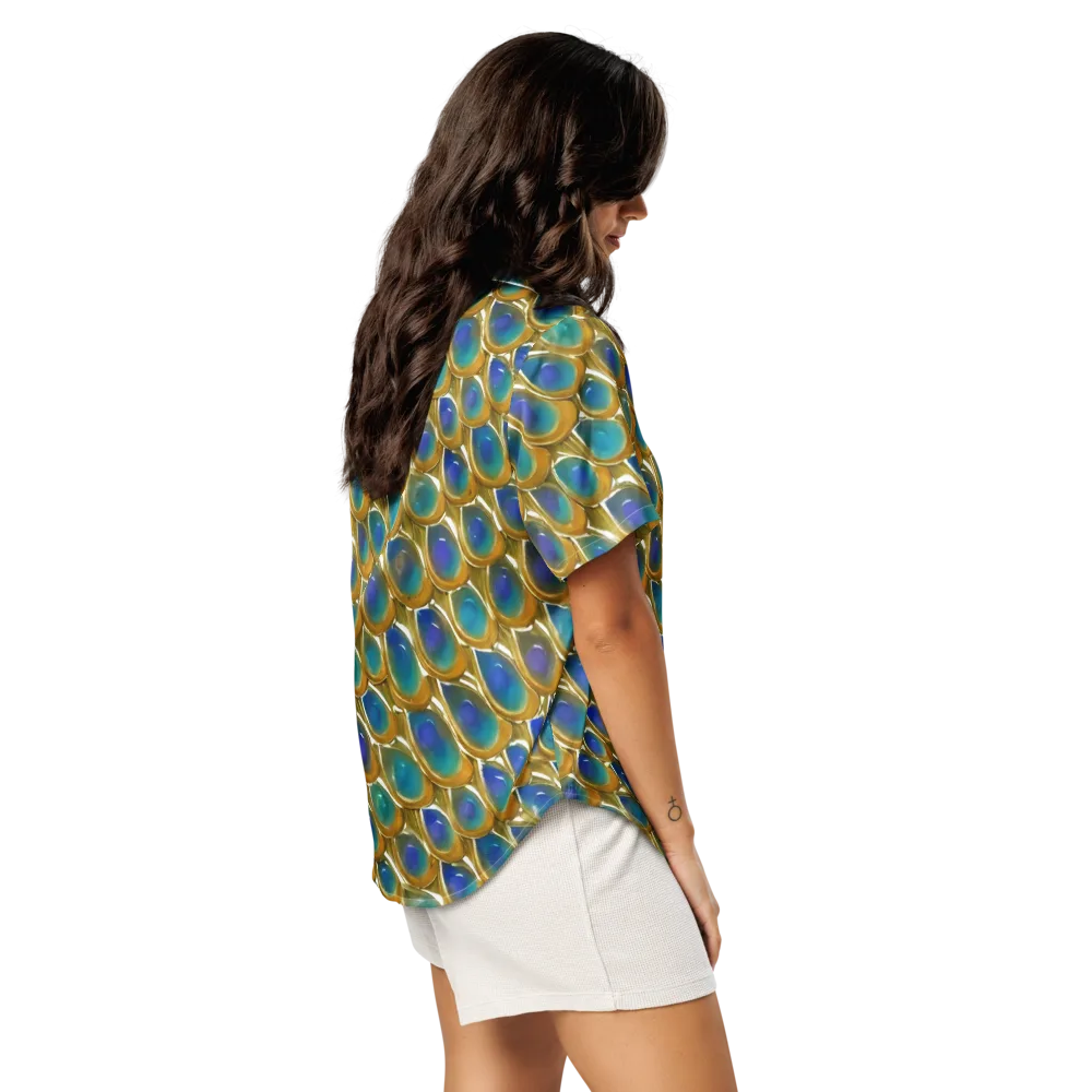 Peacock Voltage on Women's Short Sleeve Pajama Top — Right Back