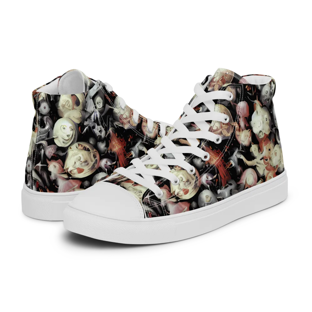 Nocturnal Oddities on Men's High Top Canvas Shoes — Left