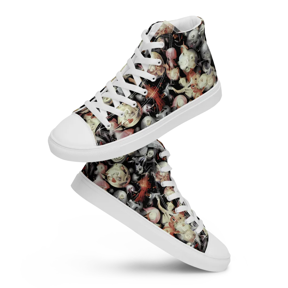 Nocturnal Oddities on Men's High Top Canvas Shoes — Front