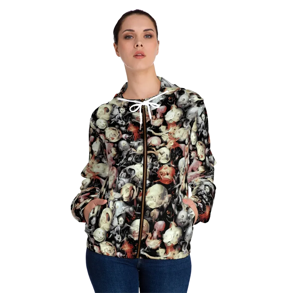 Nocturnal Oddities on Women's Full-Zip Hoodie — Front On Person