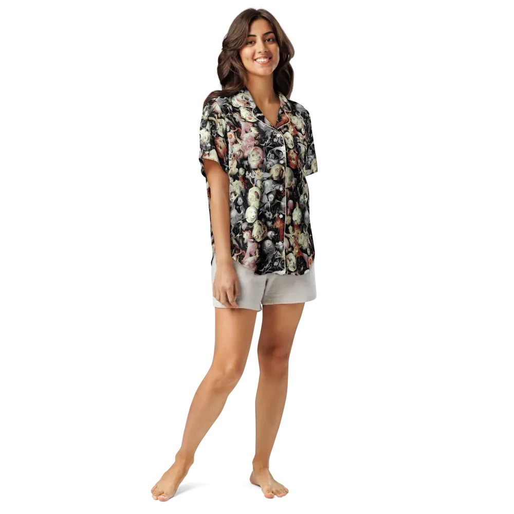 Nocturnal Oddities on Women's Short Sleeve Pajama Top — Front