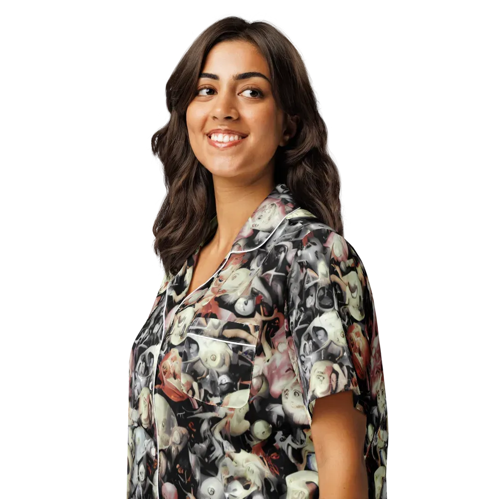 Nocturnal Oddities on Women's Short Sleeve Pajama Top — Left Front