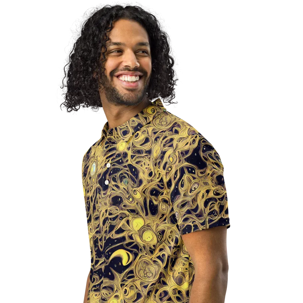 Cosmic Gilt on Men's Slim Fit Polo Shirt — Left Front