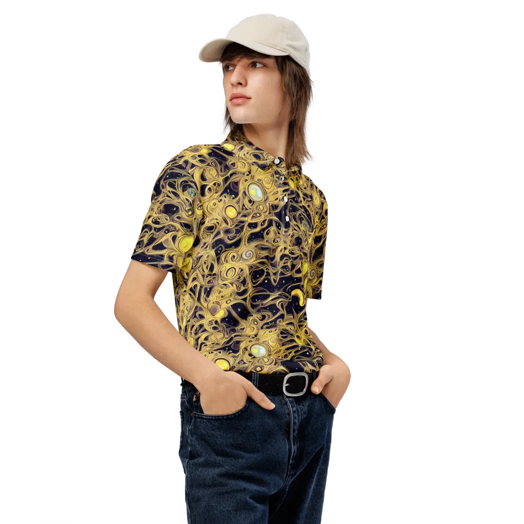 Cosmic Gilt on Men's Slim Fit Polo Shirt — Right Front