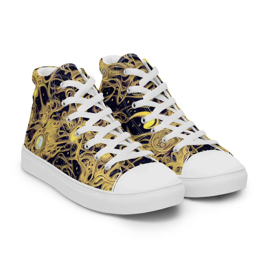Cosmic Gilt on Men's High Top Canvas Shoes — Right Front