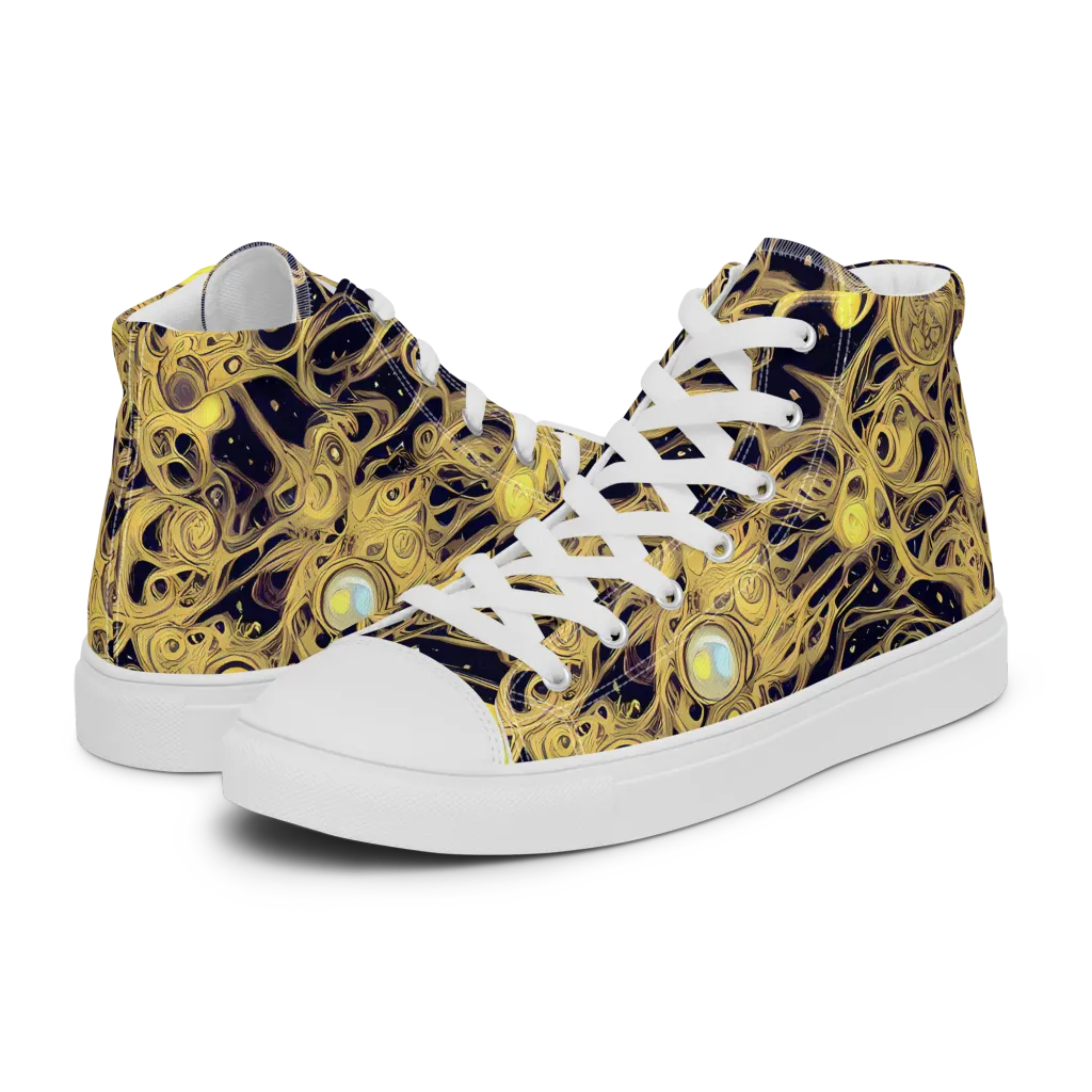 Cosmic Gilt on Men's High Top Canvas Shoes — Left