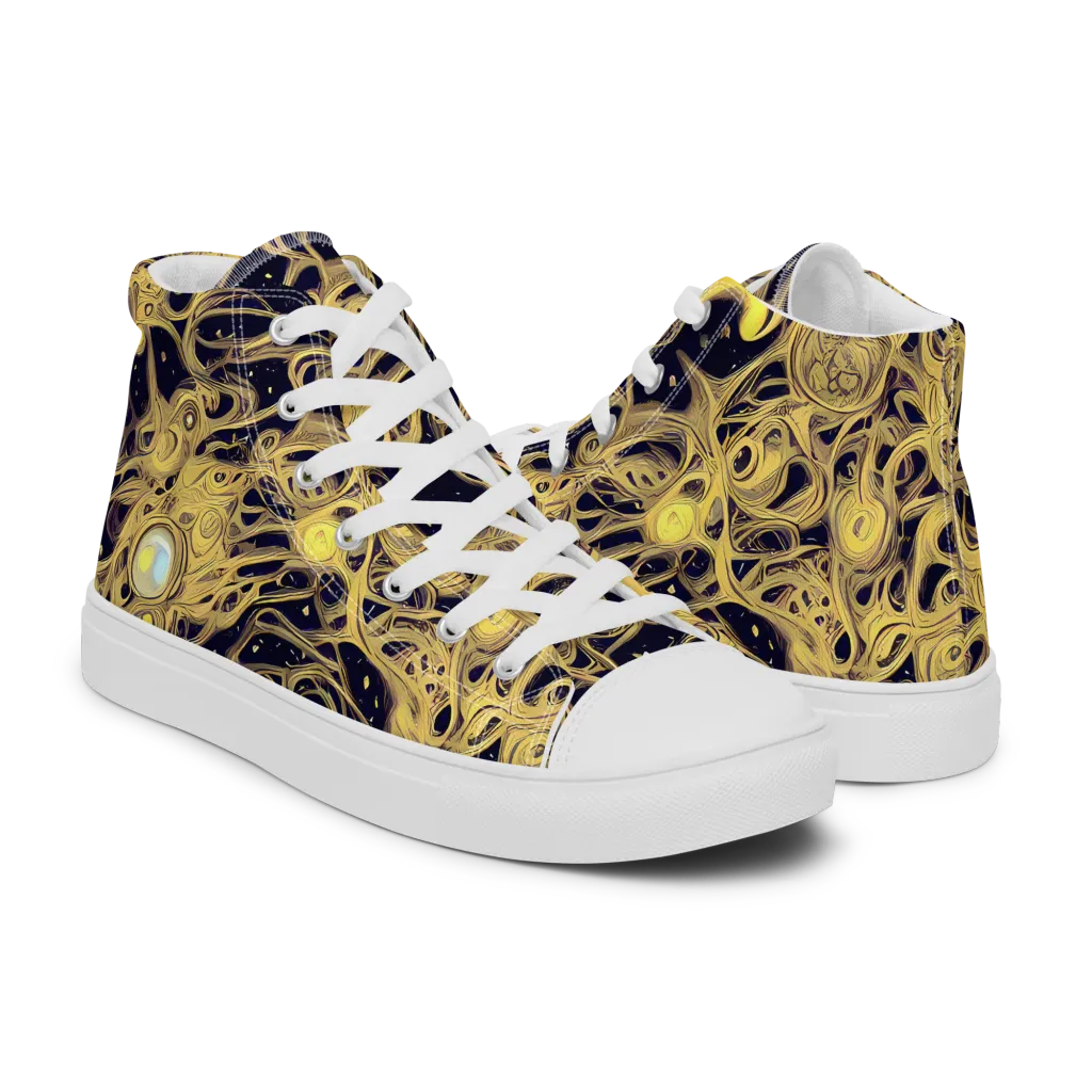 Cosmic Gilt on Men's High Top Canvas Shoes — Right