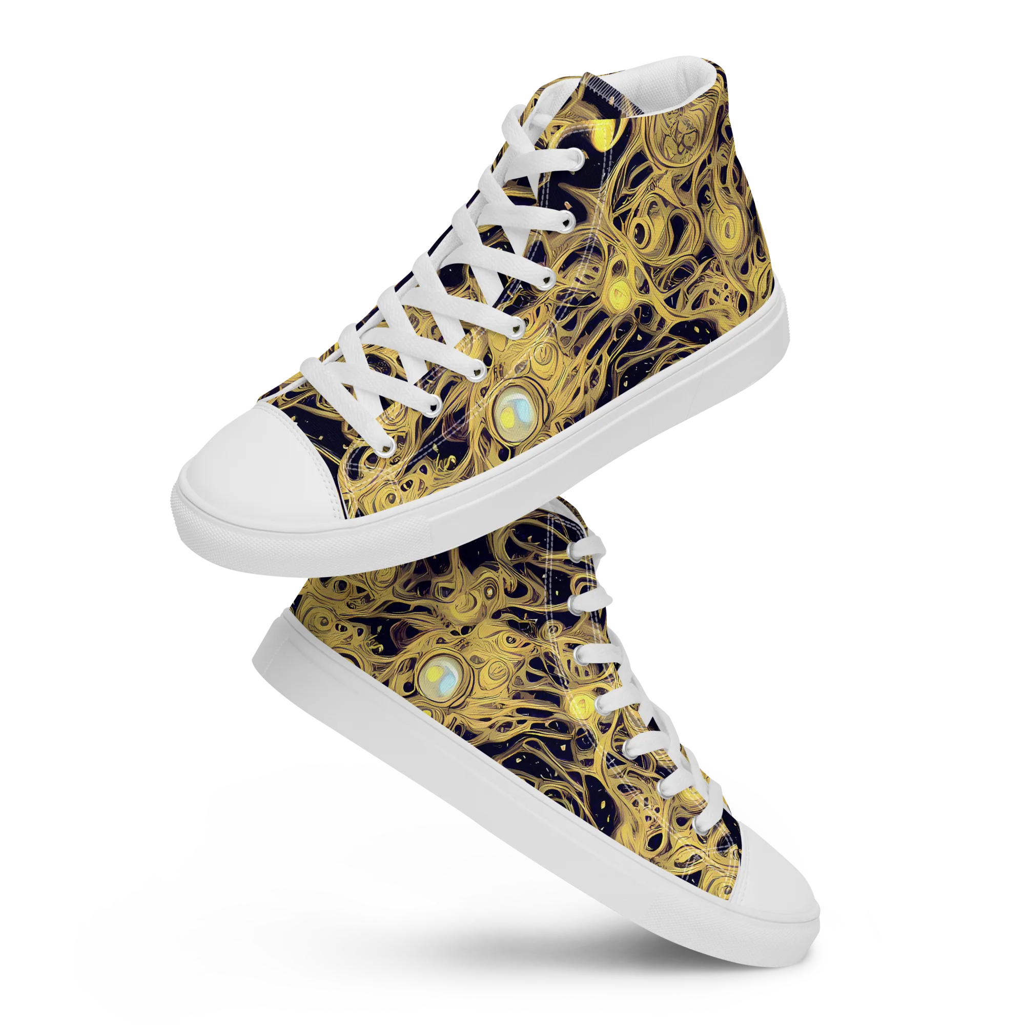 Cosmic Gilt on Men's High Top Canvas Shoes — Front