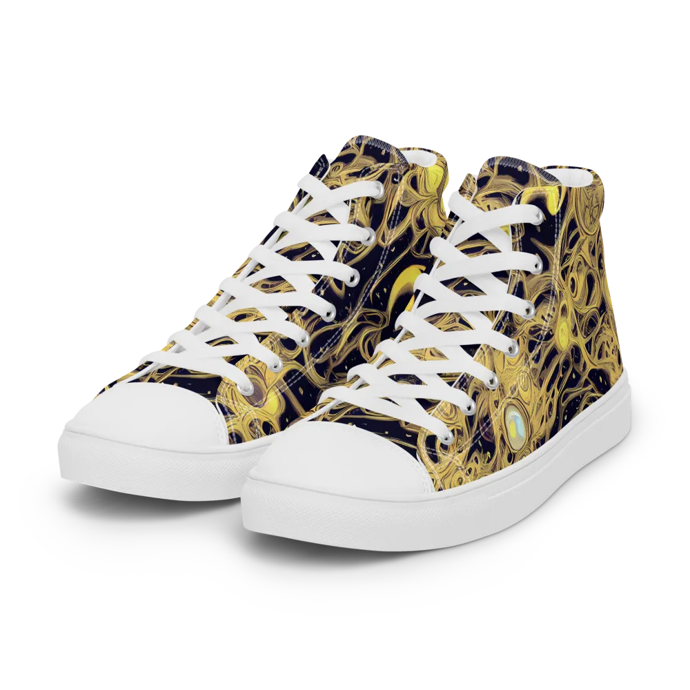 Cosmic Gilt on Women's High Top Canvas Shoes — Left Front