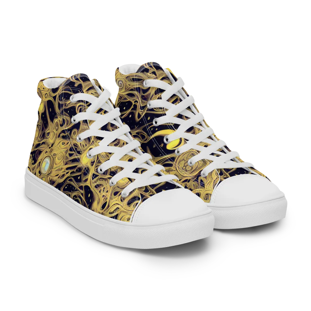 Cosmic Gilt on Women's High Top Canvas Shoes — Right Front