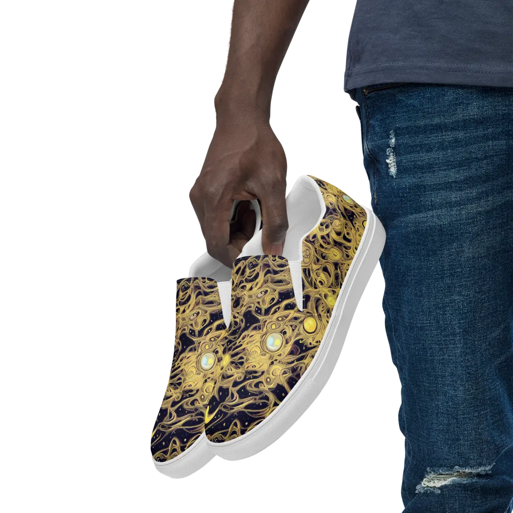Cosmic Gilt on Men's Slip-On Canvas Shoes — Left Front