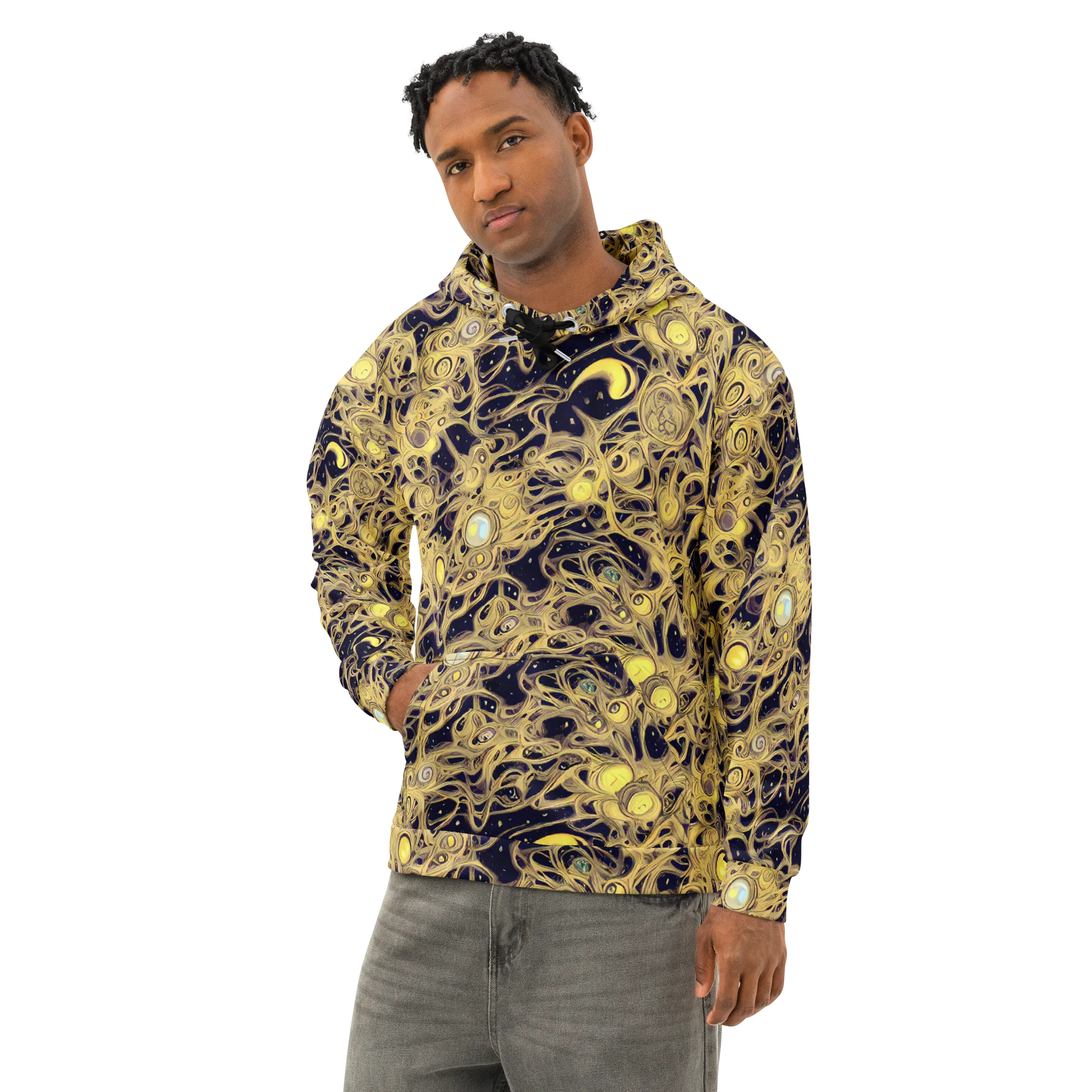 Cosmic Gilt on Cotton Hoodie — Left Front
