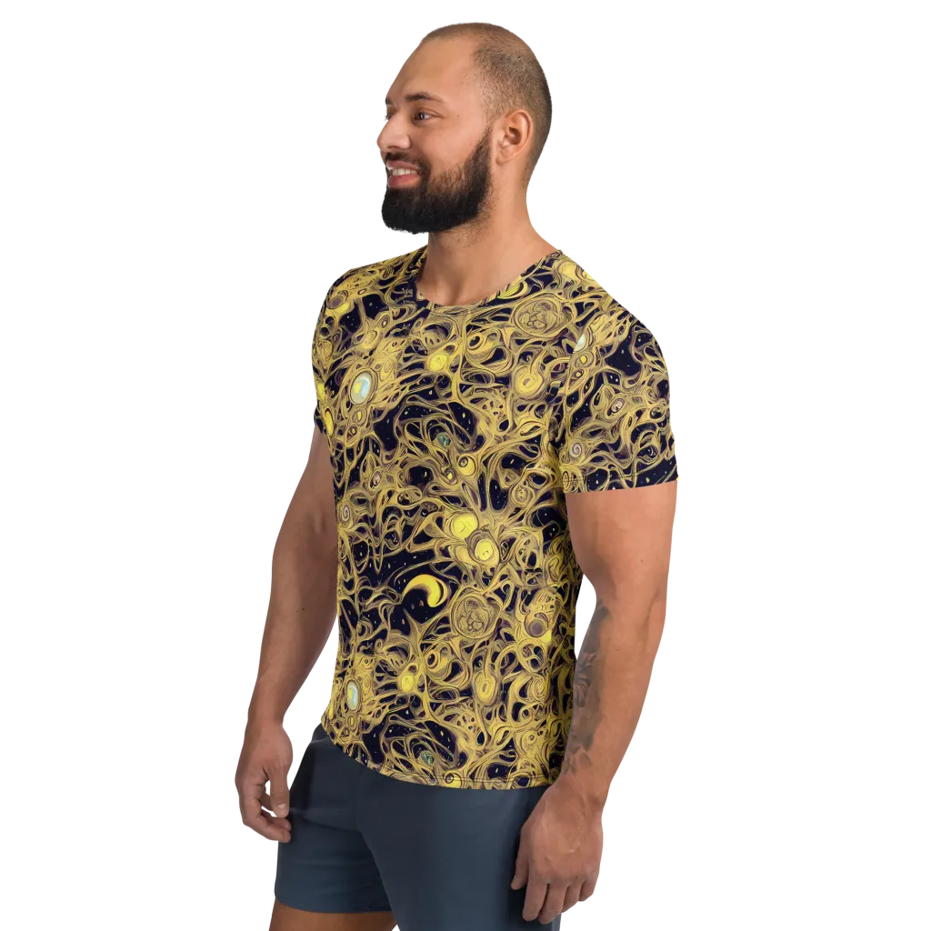 Cosmic Gilt on Men's Athletic T-Shirt — Left