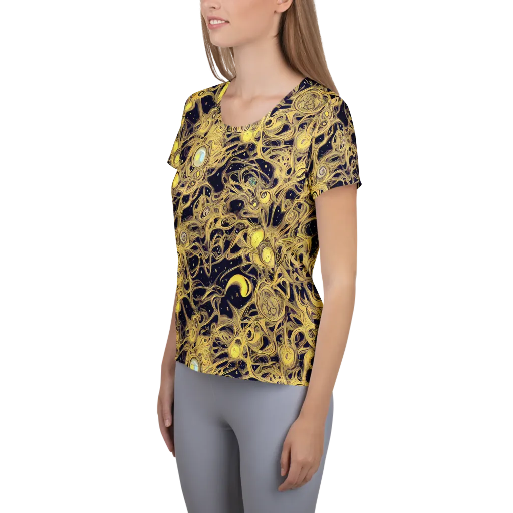 Cosmic Gilt on Women's Athletic T-Shirt — Left