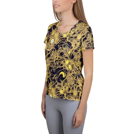 Cosmic Gilt on a Women's Athletic T-Shirt