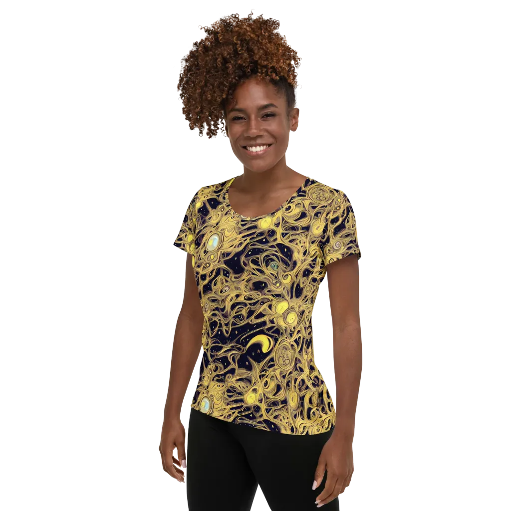 Cosmic Gilt on Women's Athletic T-Shirt — Left
