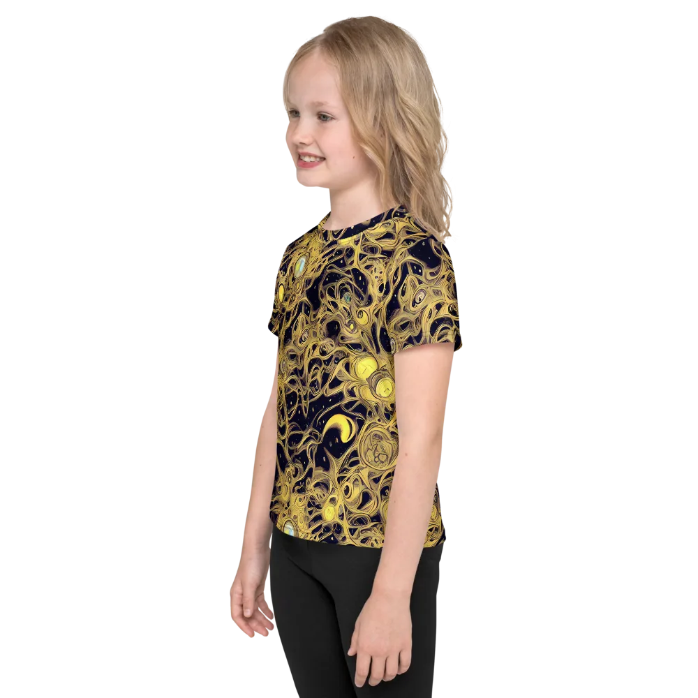Cosmic Gilt on Kids Crew Neck T-Shirt — Left