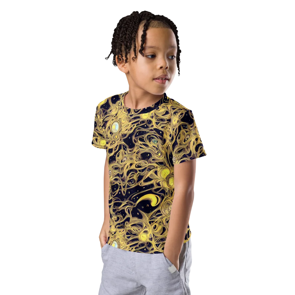 Cosmic Gilt on Kids Crew Neck T-Shirt — Left Front